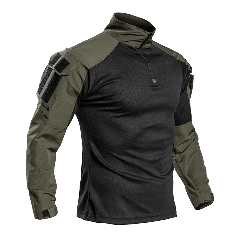 Hunting Outdoor Shirts - Froschanzug Tarnmuster Sommer Langarm-T-Shirt mit Stehkragen,