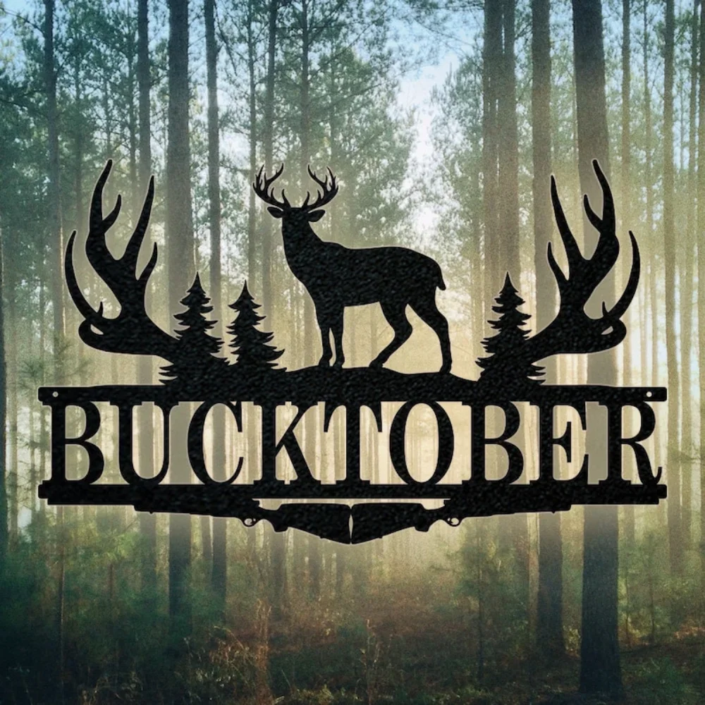 Outdoor Hunting Names - Buck Antler Split Monogramm Schild Jagd