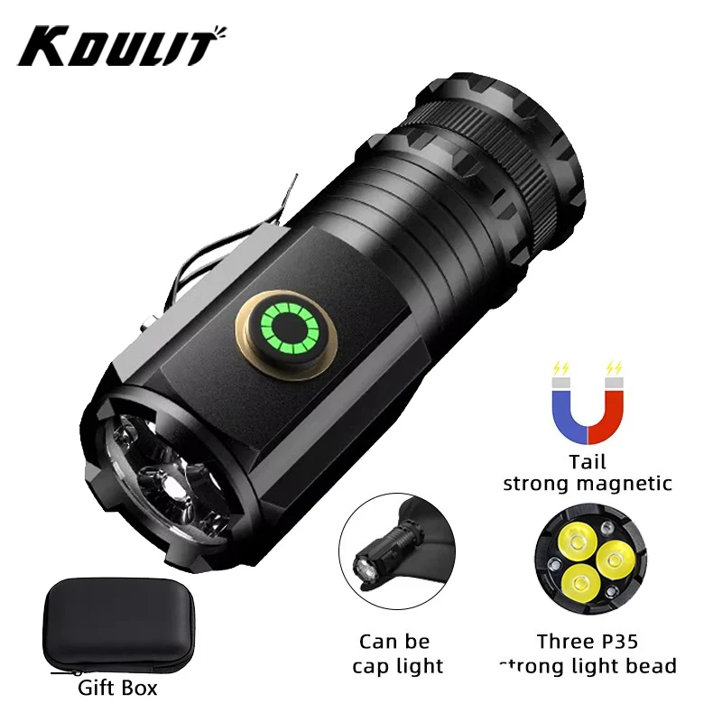 Tactical Flashlight Rechargeable - Leistungsstarke Mini-LED-Taschenlampe, superhelle Aluminium-Taschenlampe, wiederaufladbar, wasserdicht,