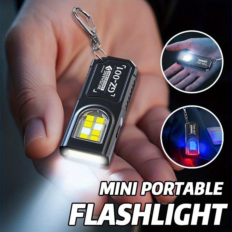 Tactical Flashlight Rechargeable - Leistungsstarke Mini COB LED Schlüsselanhänger-Taschenlampe USB-C