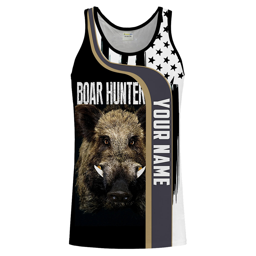 Outdoor Hunting Names - Personalisiertes Wildschweinjäger-Tanktop mit 3D-Druck, ärmellose Shirts