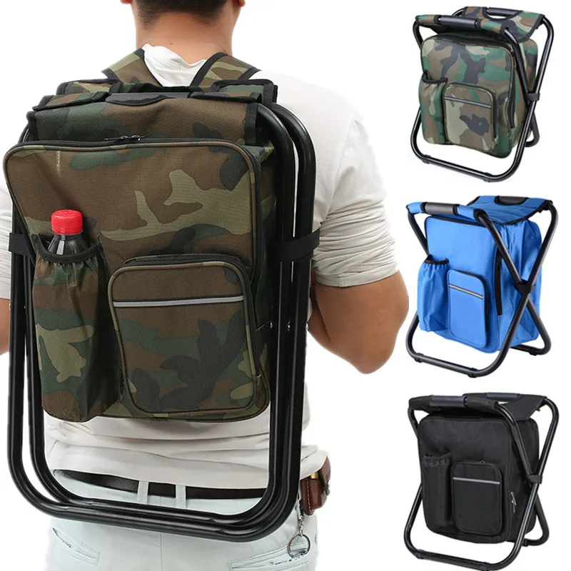 Hunting And Fishing Outdoor Chairs - 2-in-1 klappbarer Angelstuhl, Tasche, Angelrucksack, Stühle,