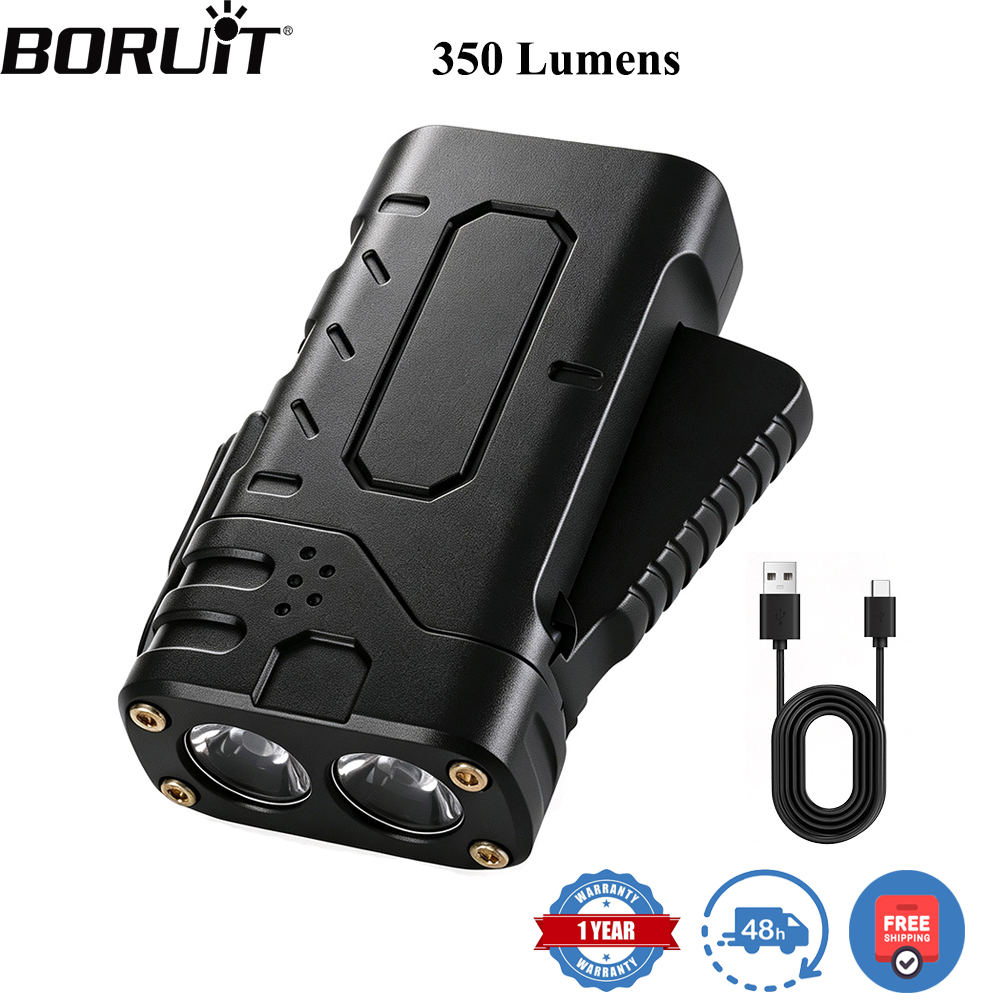 Tactical Flashlight Rechargeable - BORUIiT Handkurbel-EDC-LED-Taschenlampe, Typ-C wiederaufladbar, selbstbetriebene Taschenlampe,
