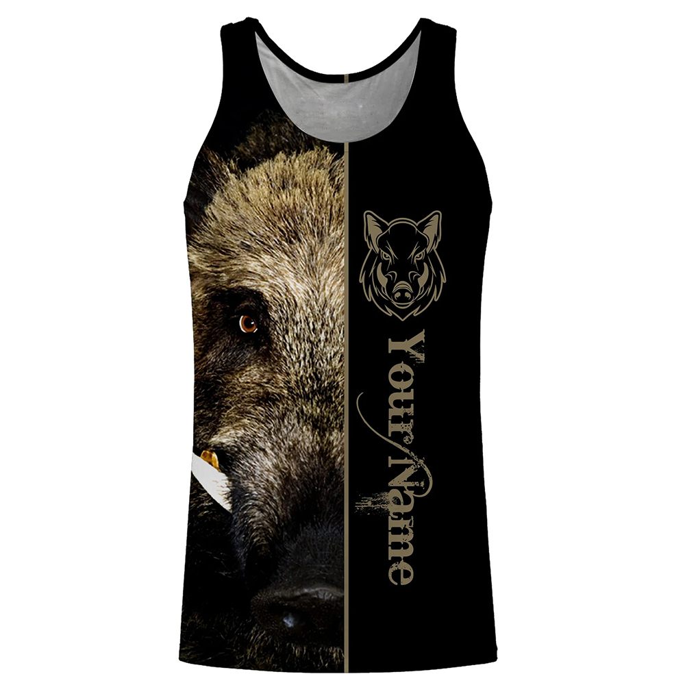 Outdoor Hunting Names - Personalisiertes Wildschweinjäger-Tanktop mit 3D-Druck, ärmellose Shirts