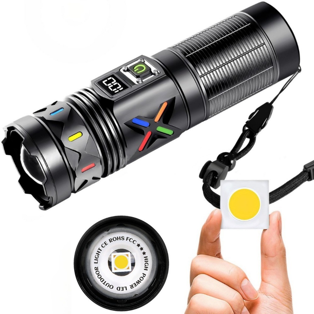 Tactical Flashlight Rechargeable - Hochleistungs-LED-Taschenlampe mit Teleskop-Zoom, USB-Aufladbar, 3000M Reichweite,