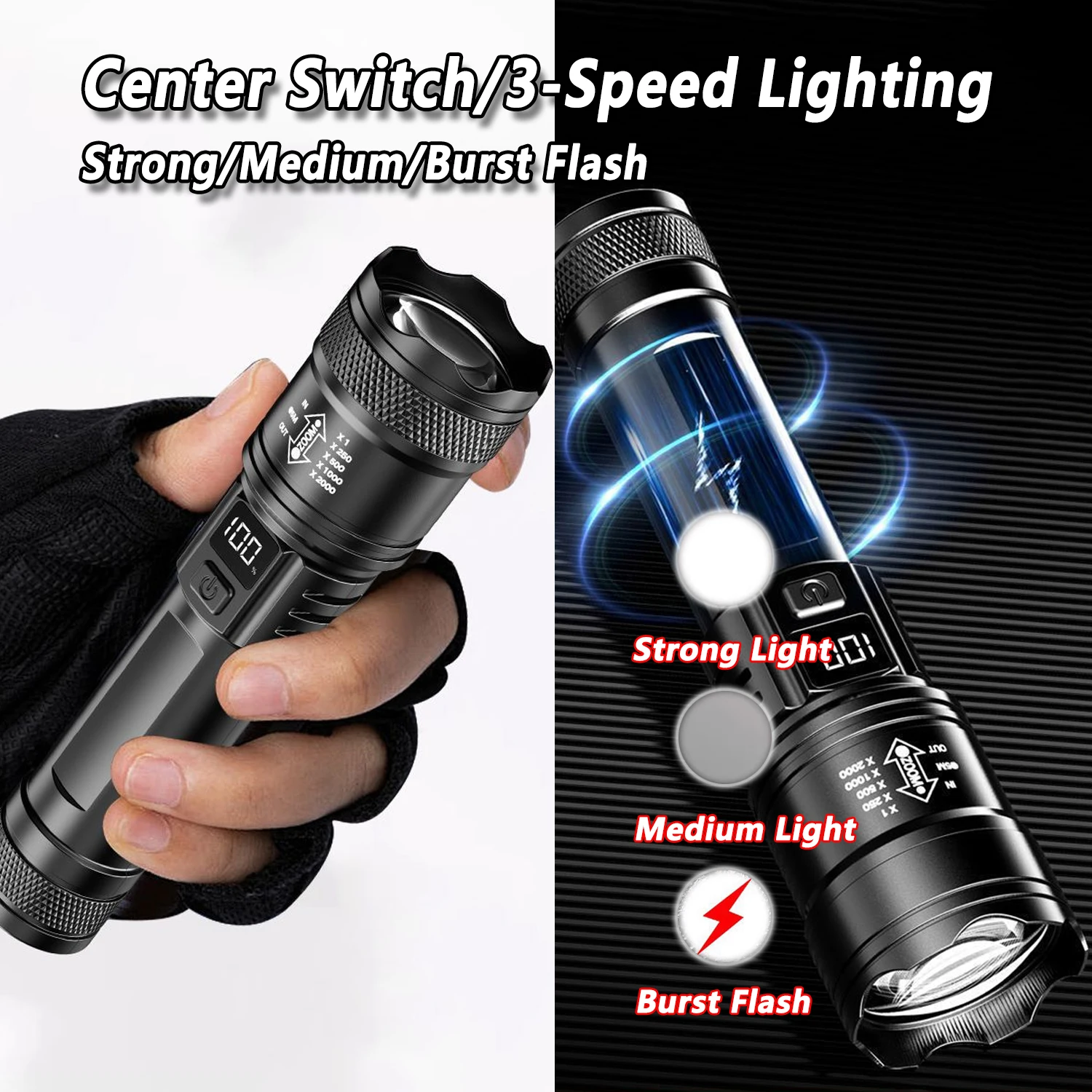 TY-908M LED-Taschenlampe, 2000 – Tactical Flashlight Rechargeable Bewertung und Preis