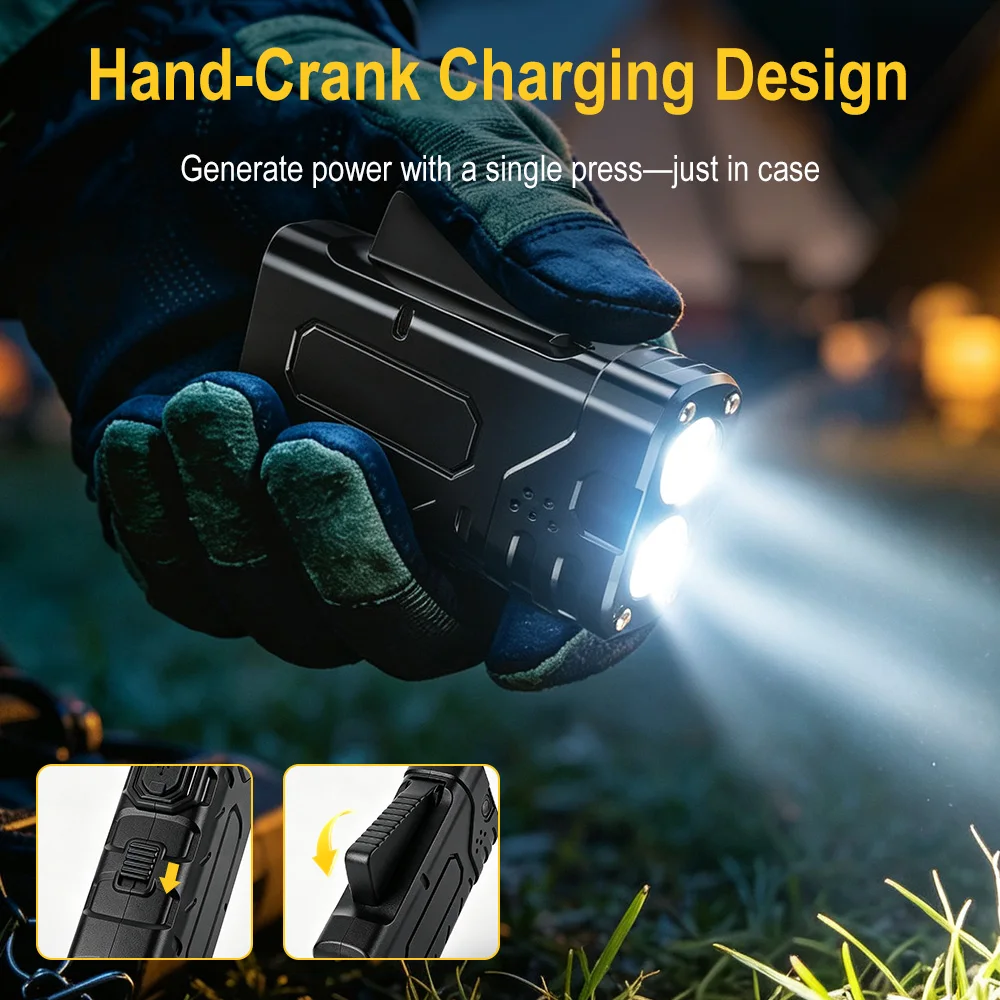BORUIiT Handkurbel-EDC-LED-Tas – Tactical Flashlight Rechargeable Bewertung und Preis